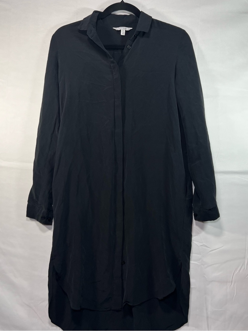 & Other Stories Black 100% Silk Button Front Shirt Dress US 4